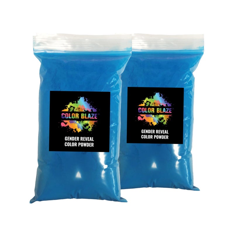Color Blaze Blue Baby Gender Reveal Powder - 2 Pounds of Colored Powder for Boy - for Motorcycle Burnout, Toss, Photoshoot, Party & Festival - Combo Pack of 2 Bags with 1 Pound - Blue - Image 1